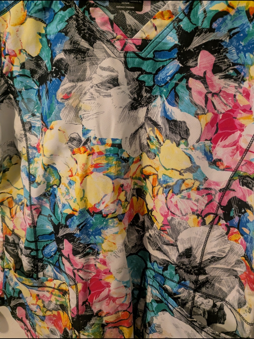 Colorful Abstract Floral Scrub Top - Picture 2 of 6